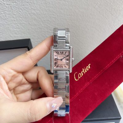 Cartier Watch Tank Solo Stainless Steel 24MM Imported Quartz Movement Silver Strap Women Square Watch